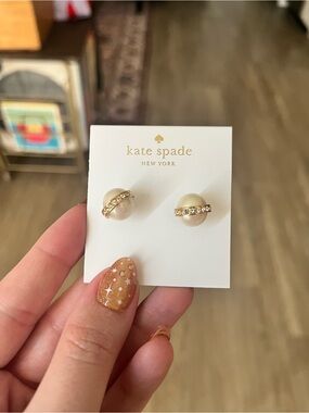 Kate Spade New York Pearl & Crystal Stripe Stud Earrings